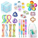 SINZUX Fidget Toys Pack for Kids Adults, 22 Pcs Sensory Fidget Toys Set, Stress Reliever Anxiety Relief Squeeze Toys Set with Pop Bubble Bracelet, Fidget Toys for Birthday Party Favour Gifts