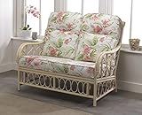Desser Morley 2 Seater Sofa in Blossom Fabric – Cane Rattan Indoor Conservatory Furniture with UK Manufactured Cushions – Settee Dimensions: H100cm x W120cm x D88cm
