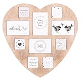 Invero Large 10 Photo Multi Picture Shabby Chic Wall Vintage Rustic Heart Shaped Frame ideal for Home Kitchen or Gifts