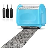 Lindastas Address Blocker Wide Roller Stamp - Confidential Data Defender With 3-Pack Refills for Anti Theft and Privacy Safety (Blue Stamp + 3 Refills)