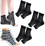 Comprex Ankle Sleeves Sock,Soothers Socks Anti Fatigue Compression Foot Sleeve Support Brace Comprex Ankle Socks for Neuropathy Plantar Fasciitis,Men and Women (L/XL, Black-3 Pairs)