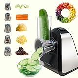 mokero 5 in 1 Electric Cheese Salad Grater Block Cheese Salad Grater for Home Kitchen Electric Food Slicer Shredder Chopper Automatic Grater for Vegetables Cucumber