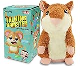 Qwifyu Talking Hamster, Interactive Stuffed Plush Animal Toy Cute Sound Effects with Repeats Your Said Voice, Best Buddy for Kids Gift Age 3+ (Brown)