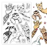 INFUNLY Animal Clear Stamps for Card Making Transparent Silicone Stamps Giraffe Duck Rubber Stamps Seal for DIY Scrap-booking Decoration Album Crafts St. Patrick's Day Easter Card Decor