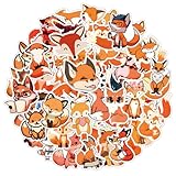 Jeffdad 60 Pcs Cute Fox Stickers Vinyl Waterproof Stickers Cartoon Animal Decorative Sticker for Water Bottles Laptop Luggage Car Bike Phone Case