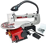 LUMBER JACK Variable Speed Scroll Saw with Flexi LED Light Flexi Shaft Foot Pedal Rotary Tool Included 16" 405mm Suitable for Pinned & Pinless Blades, Adjustable Worktop, 64pc Accessory kit