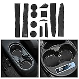 CDEFG Rubber Mats Car Centre Console Door Slot Non-Slip Compatible with Fiat 500 / Abarth 595 Non-Slip Mats Anti-Dust Cup Holder Rubber Mat Armrest Storage Interior Accessories (Black)