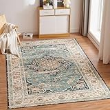 CHOSHOME Machine Washable Rugs for Living Room Large Vintage Area Rugs for Bedroom Soft Short Pile Rugs Non Slip Carpet Traditional Oriental Rug for Kitchen Dining Outdoor 120x170cm Blue Faux Wool Rug