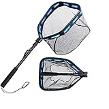 CRAZY SHARK Fishing Landing Net Floating Fishing Net with Rubber EVA Handle Foldable Collapsible Extensible Fishing Accessories for Steelhead, Salmon, Fly, Kayak, Catfish, Bass, Trout Fishing, 100CM