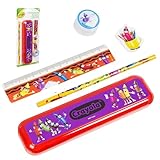 5Pcs Crayola School Stationery Set for Kids, Eraser Pencil Sharpener and 15cm Ruler, Back to School Supplies, Gift Set for Boys and Girls 3+Years