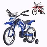 TRIOBLADE 16"/18"/20" Kids Bike Boys&Girls Kids Bicycle Motocross Motorcycle Bike Simulated Motorbike Sound With Removable Stabilisers Wheels for Ages 3-9 Years Old (18inch Blue)