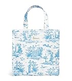 HARRODS Small Toile Shopper Bag Colour: BLUE Recycled Cotton Size: H25.5cm x W25.5cm x D11.5cm, Blue, 25.5cm x 25.5cm x 11.5cm