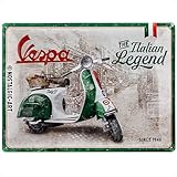 Nostalgic-Art Retro Tin Sign – Vespa – Italian Legend – Gift idea for scooter fans, Metal Plaque, Vintage design for wall decoration, 30 x 40 cm