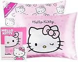 Hello Kitty Satin Pillowcase for Hair Skin Benefits for Girls Teens Women Kawaii 48 x 66cm Cooling Soft Zip Closure Bedroom Decor, Beauty Gifts for Her