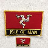 Isle of Man UK County Flags Badges Iron Sew on Embroidered Patch Small | Large (Small)