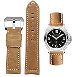 AIYIRUO Leather Watch Strap, 22mm, Brown, Classic Design, Compatible with Panerai Watches