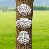 Garden Mile Resin Garden Ornaments Outdoor 3 Hanging Gargoyles with Stone Effect - Large Weatherproof Garden Ornaments Wall Plaques See, Hear and Speak No Evil Statue for Indoor Outdoor Garden Decor