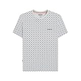 Lambretta Mens Geo AOP Crew Neck Short Sleeve T-Shirt - White/Smoke Blue - S