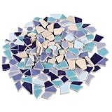 STOBOK Ceramic Mosaic Blue and White Broken Pottery Stained China Tiles Mosaic Tile Vase Fillers Broken s Floor White Pool Ceramic Ceramics Stone Glass