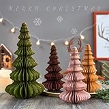 EASY JOY 4 PCS Christmas Tree Honeycomb Decoration Hanging Paper Honeycomb Decorations 3D Christmas Tree Table Centerpieces Vintage Xmas Decorations for Home Indoor Outdoor Party