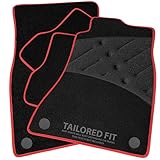 Car Mats FOR Toyota Starlet 1996-1999 Black Carpet & Red Ribbed Trim & Black Full Width Heel Pad [SAPP-790]