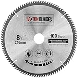 Saxton TCT Circular Fine Cutting Wood Saw Blade 216mm x 30mm Bore x 100T Compatible with Bosch Makita Dewalt
