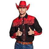 Boland - Men's Western Black and Red Fringe Cowboy Wild West Costume Carnival Theme Party, Schwarz/Rot, XL