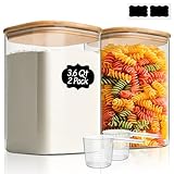 ComSaf 3.4L Glass Food Storage Containers Set of 2, Large Storage Containers with Lids, Square Glass Jars with Lids, for Flour and Sugar, Cereal, Rice, Pasta, Oats, Coffee Beans