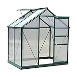 Outsunny Clear Polycarbonate Greenhouse Large Walk-In Green House Garden Plants Grow Galvanized Base Aluminium Frame w/ Slide Door (6ft x 4ft)