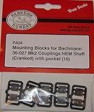 Peco Parkside PA34 OO Scale Mounting Blocks For Bachmann 36-027 Mk2 Couplings, Nem Shaft (Cranked) With Pocket