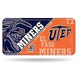 NCAA Rico Industries Metal License Plate Tag, UTEP Miners , 6 x 11.5-inches