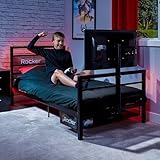 X-Rocker Basecamp TV Gaming Bed with Rotating Mount, Storage and Cable Management, Single 3ft Low Sleeper Bedstead, Metal Frame, Ideal for Kids Bedroom, Up to 32" TV Supported - Black