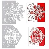 COLOFALLA 2pcs Christmas Dies for Card Making Poinsettia Merry Christmas Metal Die Cuts for Paper Craft