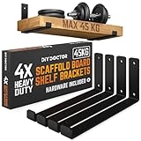 DIY Doctor Heavy Duty Scaffold Board Shelf Brackets, Set of 4, 23.5cm, Black Industrial & Rustic Metal Shelf Supports, Wall-Mounted Storage & Home Décor
