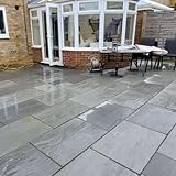 The Stonemart Kandla Grey Riven Sandstone Paving Slabs 600x900mm – Pack of 20 – Natural Indian Stone for Large Patios, Garden Landscapes & Outdoor Seating Zones