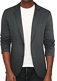 PJ PAUL JONES Men's Casual Knit Blazer Suit Jackets Two Button Lightweight Unlined Sport Coat, Dark Gray-Lightweight, M