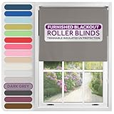 FURNISHED Roller Blinds Thermal Blackout Roller Blind - Trimmable Insulated UV Protection Child Safe Easy Fit Home Office Window Blinds, Dark Grey, 120W x 165H cm