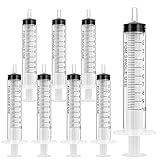 OFFCUP Plastic Syringes, 8pcs No Needle Syringe, 10ml Liquid Measuring Syringe with Luer Slip Tip for Refilling and Measuring Liquids, Scientific Labs Experiment, Feeding Pets (No Needle)