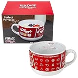 Kimm & Miller Kelloggs Porridge & Cereal Bowl Mug 560ml with Recipe Design - Ceramic Bowl with Handle - Use in Microwavable for Porridge and Soup