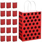 Gersoniel 16 Pack Ladybug Party Gift Bags Ladybug Candy Treat Bags with Handles Red Black Polka Dots Party Supplies for Baby Shower Theme Birthday Favor or Daily Life