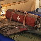 JQZ 100% Wool Blanket 4.5 LBS Swiss Army Military Reproduce Warm Thick Washable 59" x 80" Great for Camping Outdoors Sporting Events Survival & Emergency Kits
