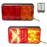 CVMGO 2PCS 12V LED Rear Tail Lights Truck Taillights Truck Aide Lights with 10 Leds Stop Brake Light Turn Signal Indicator Lamp for Caravan Van Boat Camper Truck Lorry Tractor Red and Orange