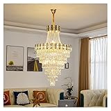 Hanging Lamp, Crystal Chandelier Light Luxury Duplex Building Living Room Villa Apartment Hollow Mezzanine Floor Staise Long