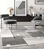 the carpet Pearl Modern dense short pile living room bedroom carpet, Contour cut, Geometric pattern, Chequered, Grey, 140 x 200 cm
