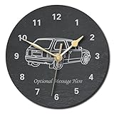 notts laser Vauxhall Nova Design Slate Clock - Personalised with text of your choice (Large (300mm))
