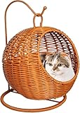 1PC Pet Swing Bed,Cat Hammock Hanging Bed,Imitation Rattan Cats Basket,Egg Chair With Rattan Wicker, Hanging Swinging Hammocks For Dogs And Small Animals Bedroom Porch