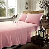 LIZZIE JACOBS Plain Flannelette 100% Brushed Cotton Pillowcase Pair (Pillowcase Pair, Pink)