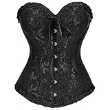 JASGOOD Women's Bustier Corset Lace Up Boned Overbust Bustier Lingerie Top Black S