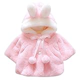 CHIC-CHIC Newborn Infant Baby Girl Faux Fur Warm Winter Hooded Cape Cloak Hoodie Coat (0-6 months, Pink)