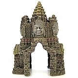 Rosewood Temple Gate Angkor Wat Aquarium Ornament,Dark Green